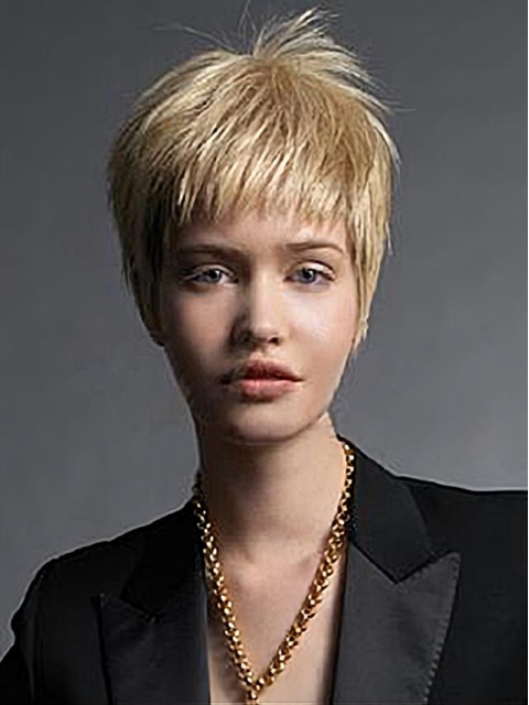 Blonde Straight Remy Human Hair High Quality Short Wigs