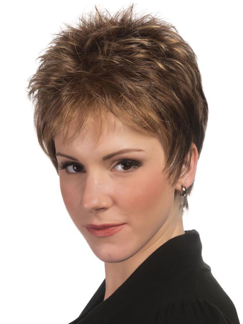 Brown Boycuts Sleek Straight Short Wigs