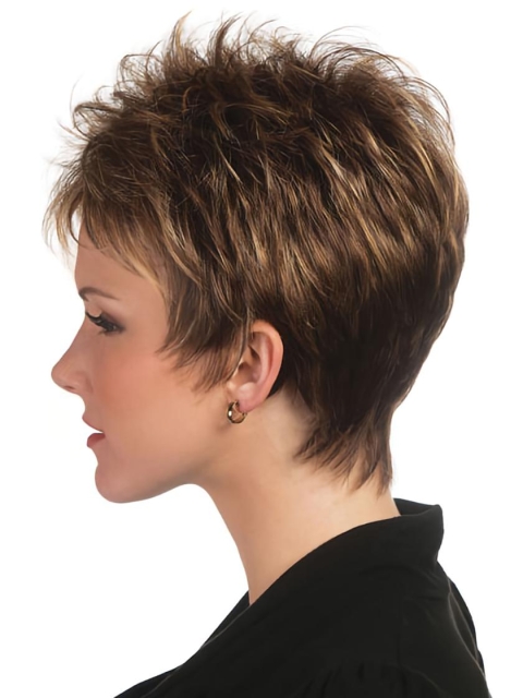 Brown Boycuts Sleek Straight Short Wigs