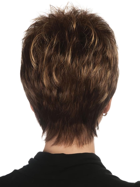 Brown Boycuts Sleek Straight Short Wigs