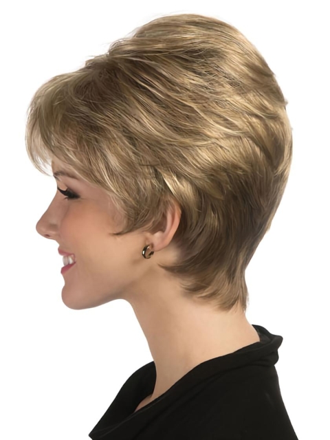 Blonde Straight Synthetic Unique Short Wigs