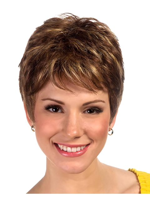 Brown Perfect Boycuts Straight Short Wigs