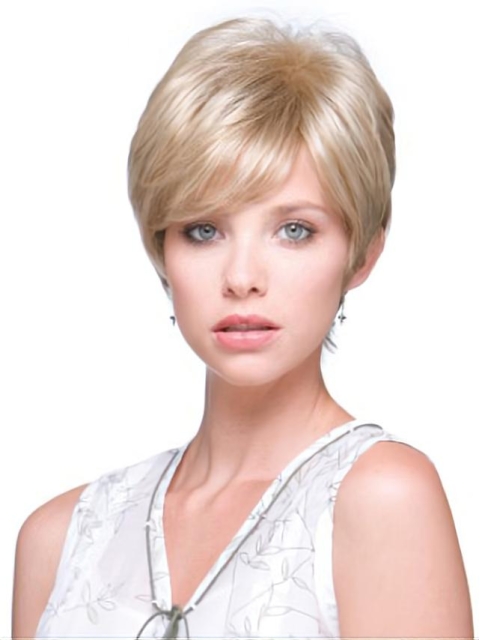 Blonde Monofilament Synthetic Mature Short Wigs