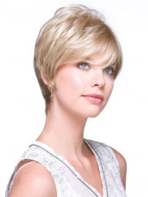 Blonde Monofilament Synthetic Mature Short Wigs