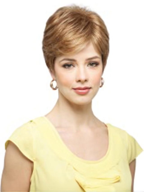 Blonde Monofilament Synthetic Mature Short Wigs