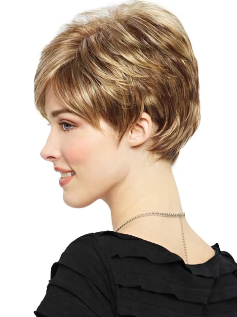 Monofilament Popular Boycuts Straight Short Wigs