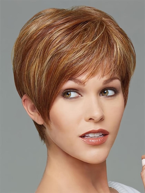 Comfortable Brown Straight Cropped Synthetic Wigs