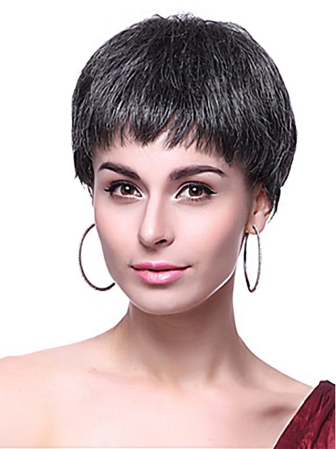 Black Straight Synthetic Cool Short Wigs