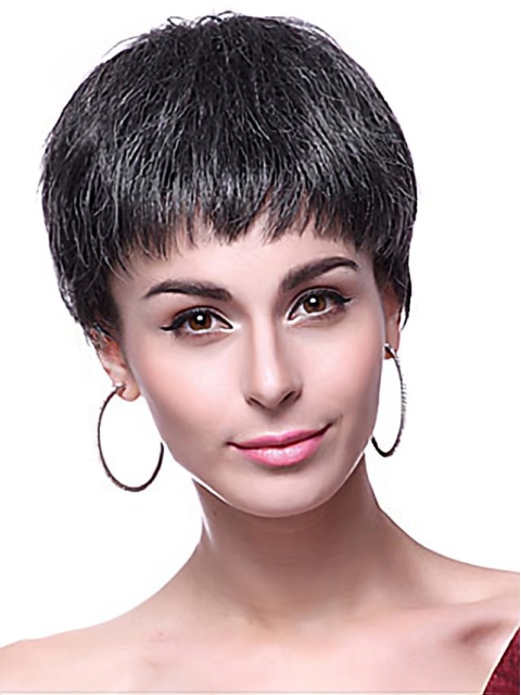 Black Straight Synthetic Cool Short Wigs