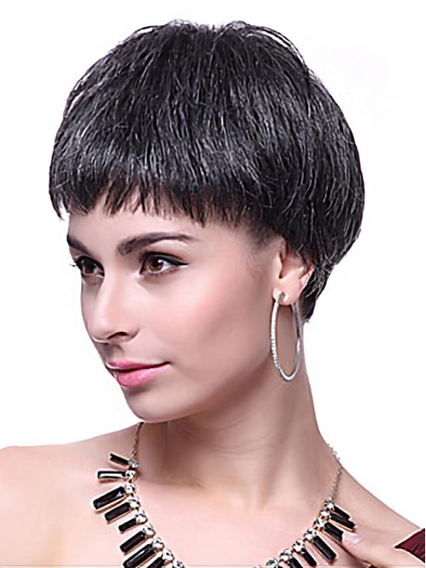 Black Straight Synthetic Cool Short Wigs