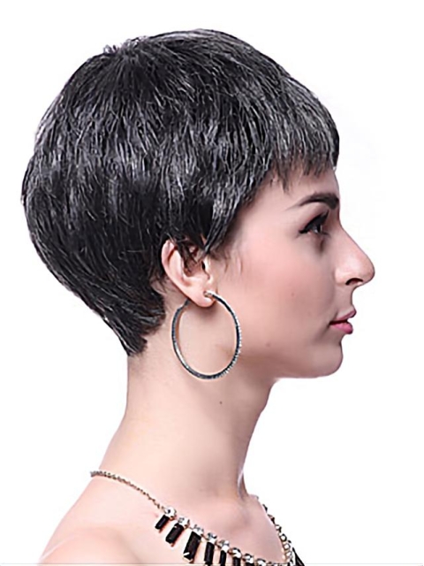 Black Straight Synthetic Cool Short Wigs