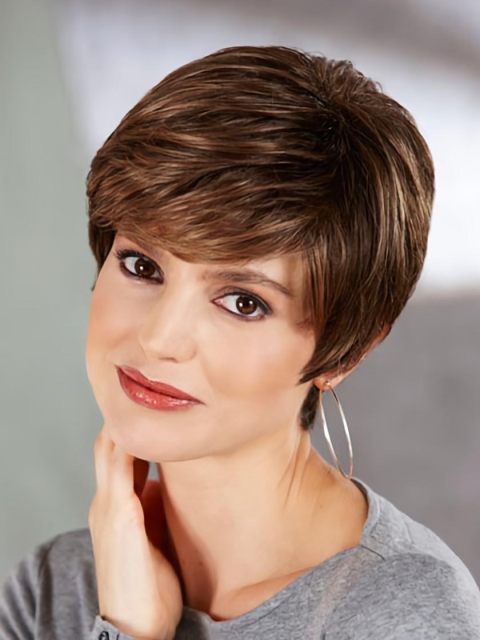 Brown No-fuss Boycuts Straight Short Wigs