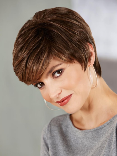 Brown No-fuss Boycuts Straight Short Wigs