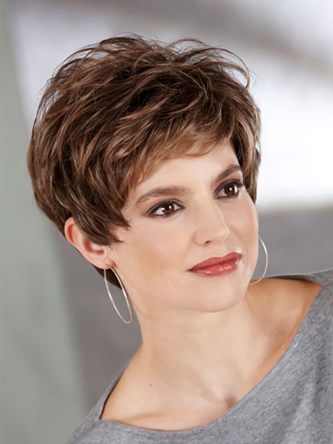 Brown No-fuss Boycuts Straight Short Wigs