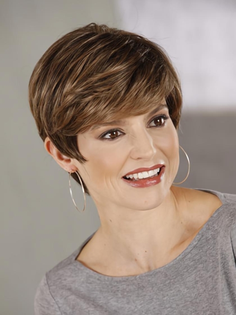 Brown No-fuss Boycuts Straight Short Wigs