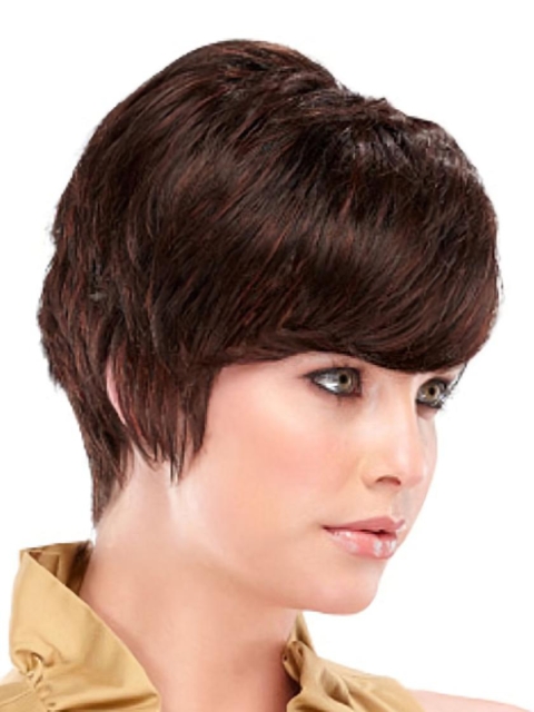 Shining Auburn Straight Cropped Synthetic Wigs