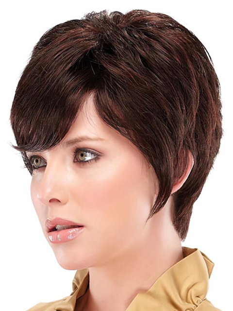 Shining Auburn Straight Cropped Synthetic Wigs