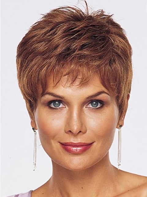 Straight Cropped Capless Wigs For Cancer