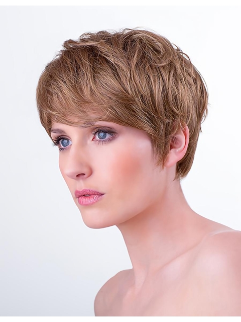 Straight Auburn Boycuts 6" Monofilament Synthetic Short Hairstyles