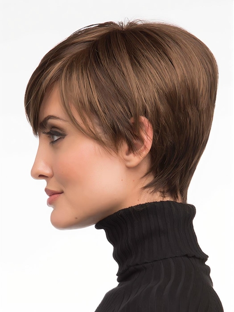 Monofilament Top Boycuts Straight Short Wigs