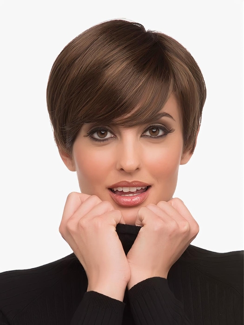 Monofilament Top Boycuts Straight Short Wigs