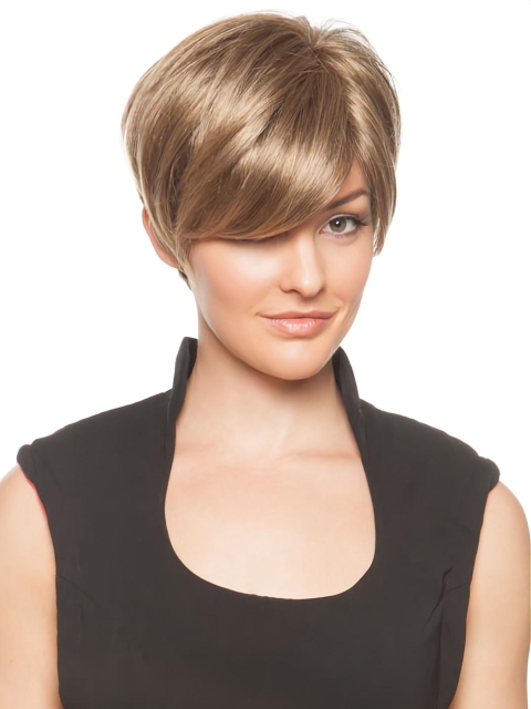 Monofilament Top Boycuts Straight Short Wigs