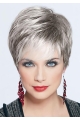 Suitable Monofilament Cropped Synthetic Grey Wigs