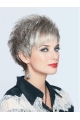 Top Lace Front Cropped Synthetic Grey Wigs