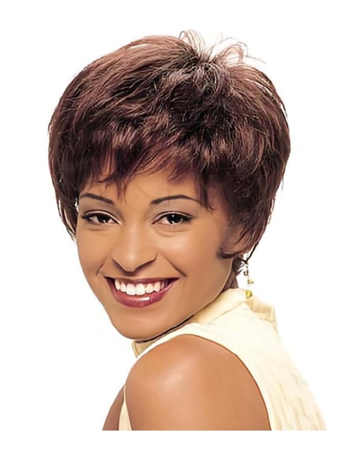 Stylish Auburn Straight Cropped African American Wigs