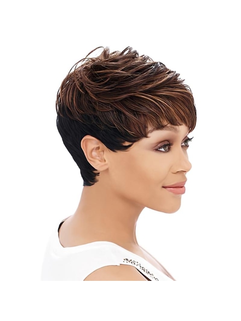 Easy Auburn Straight Cropped African American Wigs