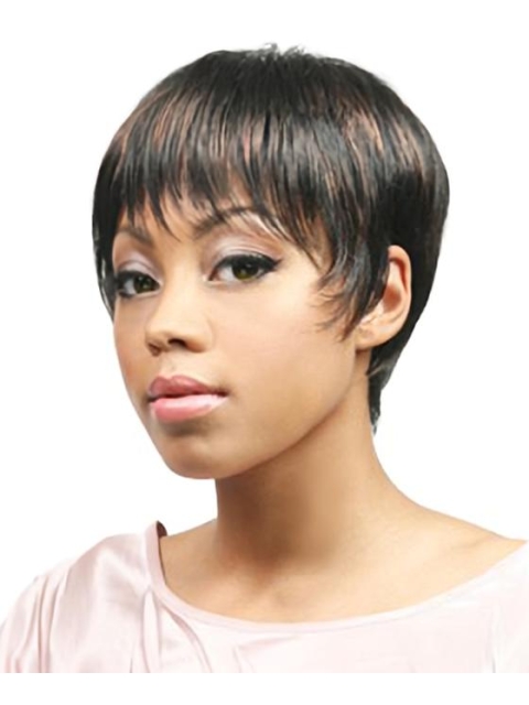 Designed Brown Straight Cropped African American Wigs