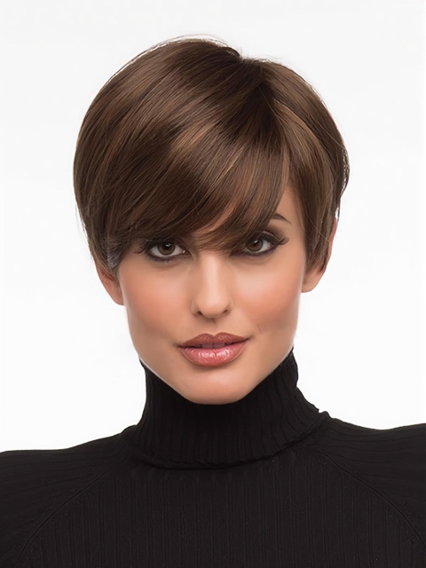 Monofilament Stylish Boycuts Synthetic Wigs For Cancer