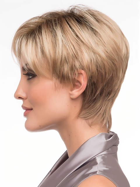 Synthetic Blonde Monofilament Graceful Short Wigs