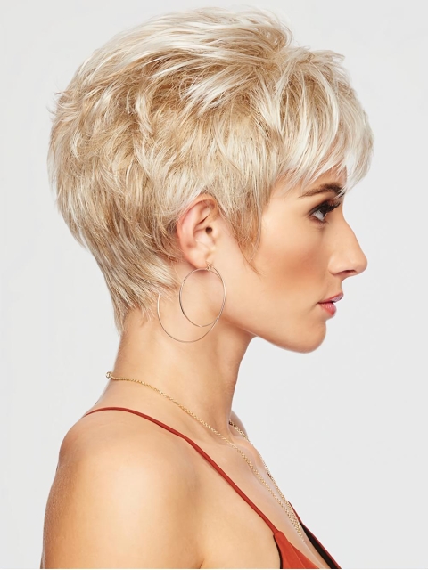 4" Cropped Wavy Blonde Boycuts High Quality Synthetic Wigs