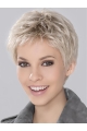 Synthetic Incredible Cropped Platinum Blonde Wavy Monofilament Wigs