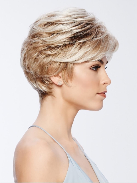 Cropped Boycuts Blonde Wavy Synthetic Wigs