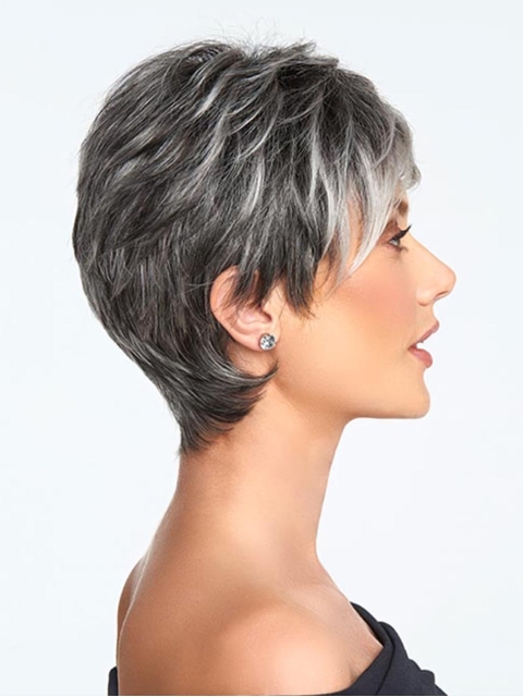 Grey 5" Wavy Monofilament Grey High Quality Synthetic Wigs