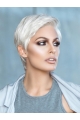 Cropped White Boycuts Synthetic Trendy 100% Hand Tied Synthetic Wigs