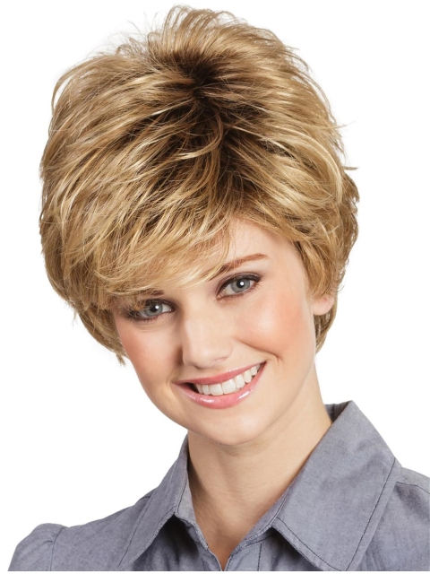 Short Wavy Capless Blonde Boycuts 8" Wigs For Women