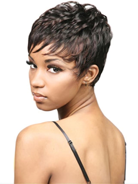 Easy Black Wavy Cropped African American Wigs