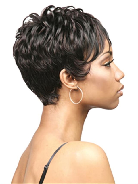 Easy Black Wavy Cropped African American Wigs