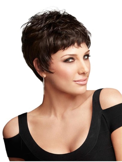 Traditiona Auburn Boycuts Wavy Short Wigs