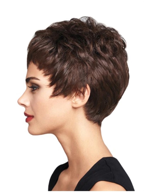 Traditiona Auburn Boycuts Wavy Short Wigs