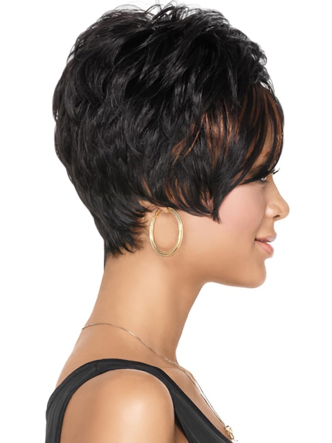 Radiant Black Wavy Cropped African American Wigs