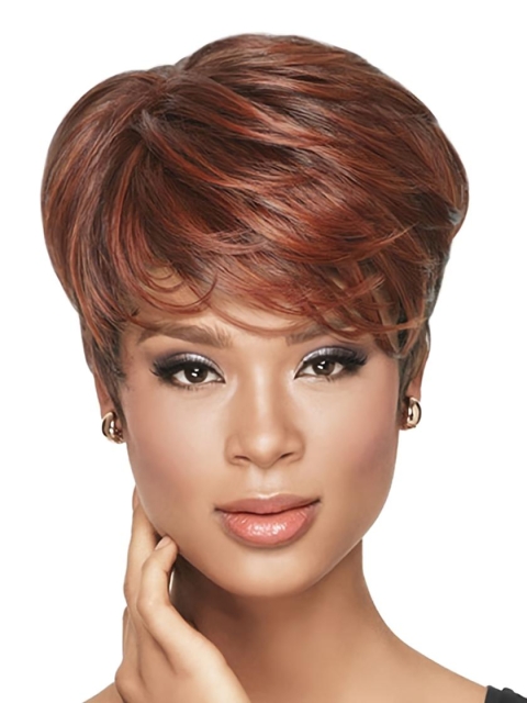 Mature Red Wavy Cropped African American Wigs