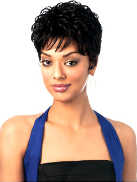 Stylish Black Wavy Cropped African American Wigs