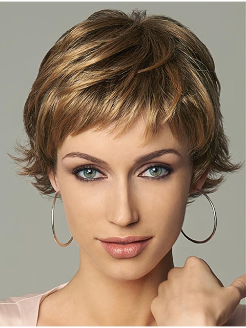 New Cropped Brown Monofilament Wigs