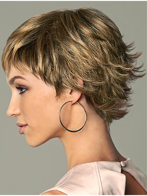 New Cropped Brown Monofilament Wigs