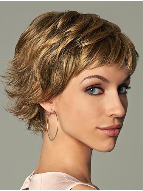 New Cropped Brown Monofilament Wigs