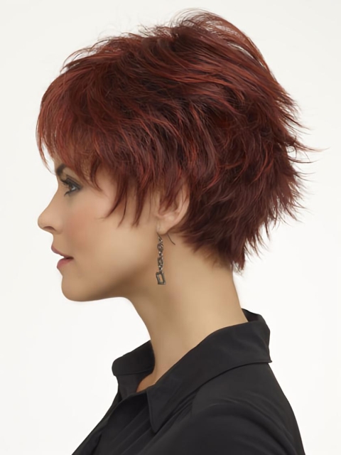 Red Fabulous Boycuts Wavy Short Wigs